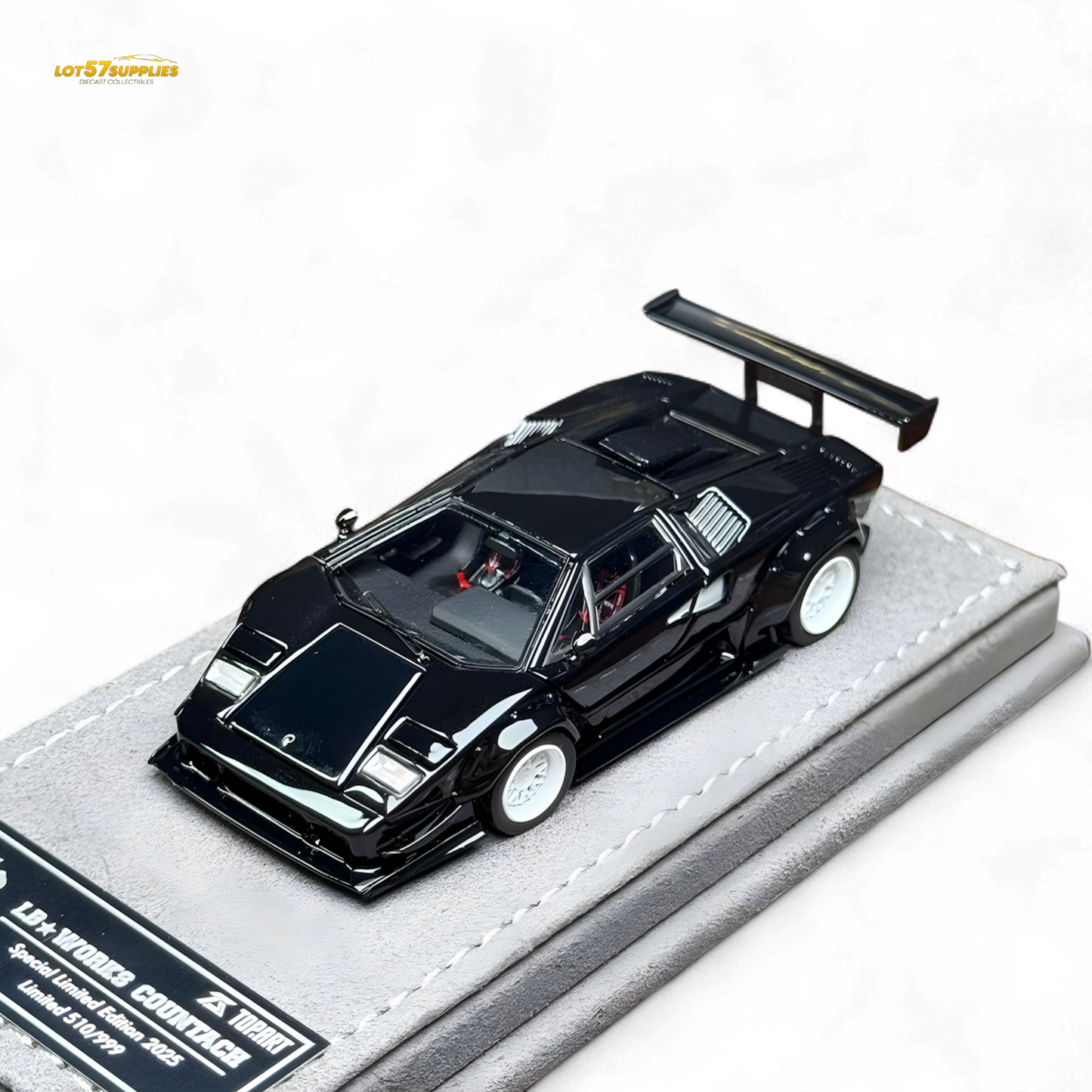 TPC Lamborghini Countach LBWK Black White Wheels Malaysia Exclusive Openable - 1:64