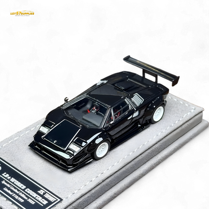 TPC Lamborghini Countach LBWK Black White Wheels Malaysia Exclusive Openable - 1:64