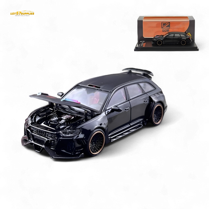 DCM Modified Audi RS6 Wagon Metallic Black - Engine & Openable Hood 1:64