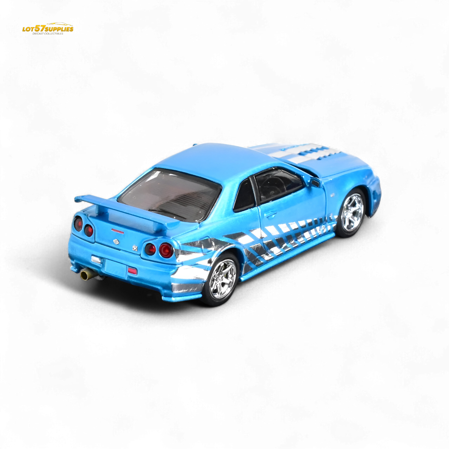 Stance Hunters Skyline GT-R R34 Z-Tune Guru Chrome Blue 888pcs 1:64