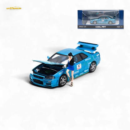 Cool ART Skyline R34 Blue #92 - With Figure 1:64