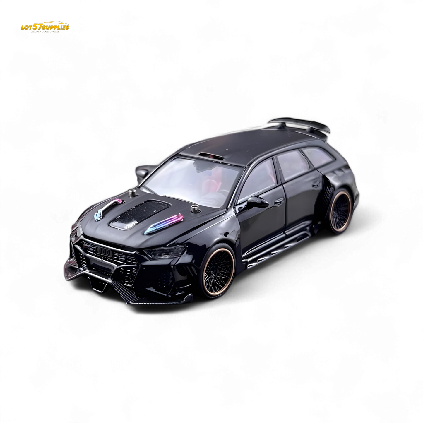DCM Modified Audi RS6 Wagon Metallic Black - Engine & Openable Hood 1:64