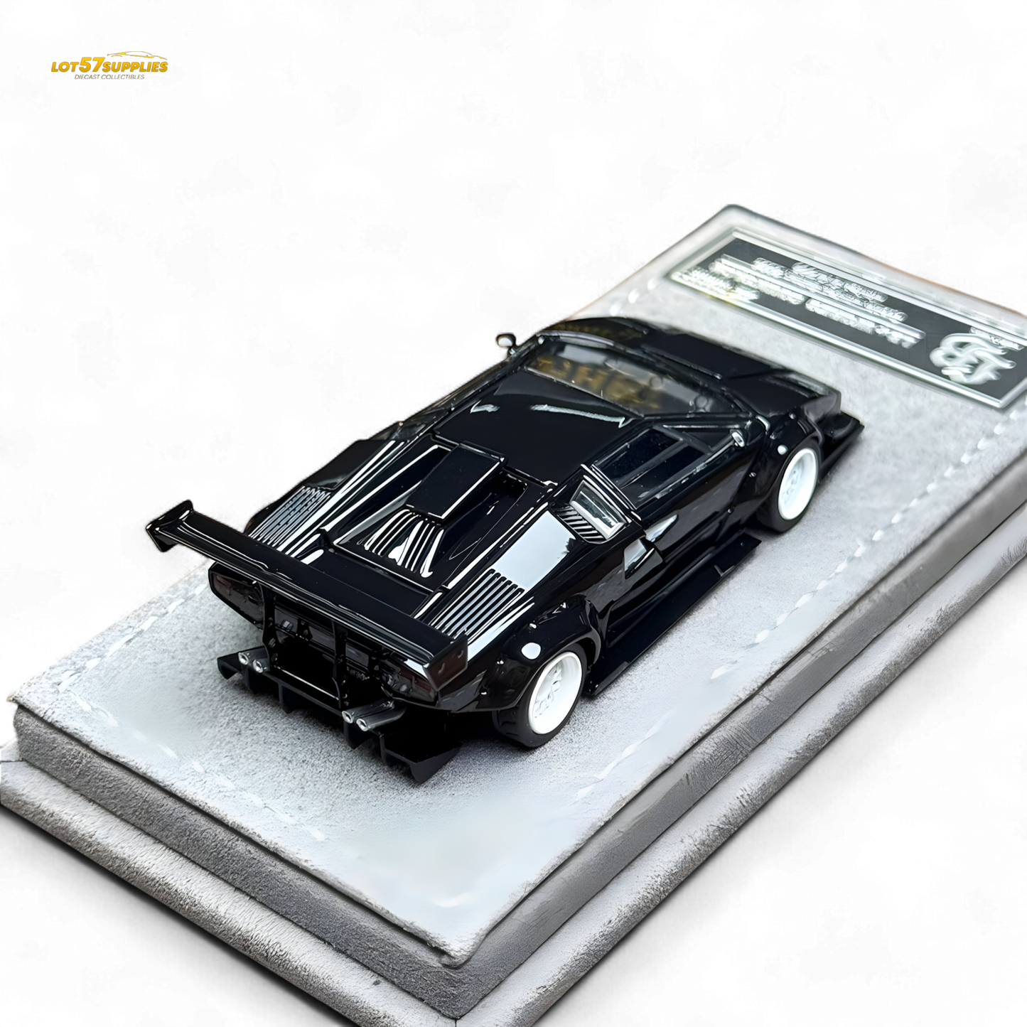 TPC Lamborghini Countach LBWK Black White Wheels Malaysia Exclusive Openable - 1:64