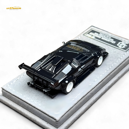 TPC Lamborghini Countach LBWK Black White Wheels Malaysia Exclusive Openable - 1:64