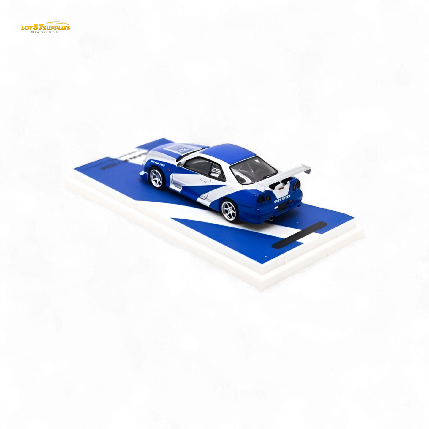 TimeMicro SKYLINE GT-R R34 - Blue Silver Ordinary 1:64