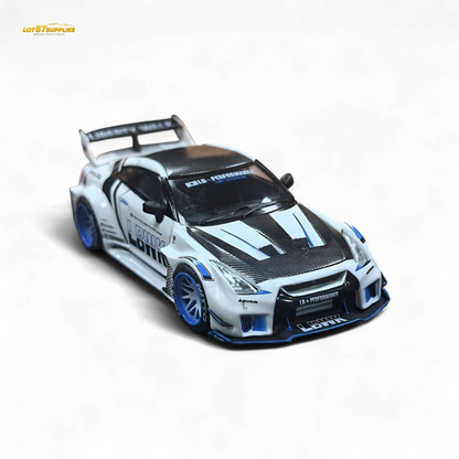 MC LB GTR R35 GT - White Blue Stripe Carbon Roof 1:64