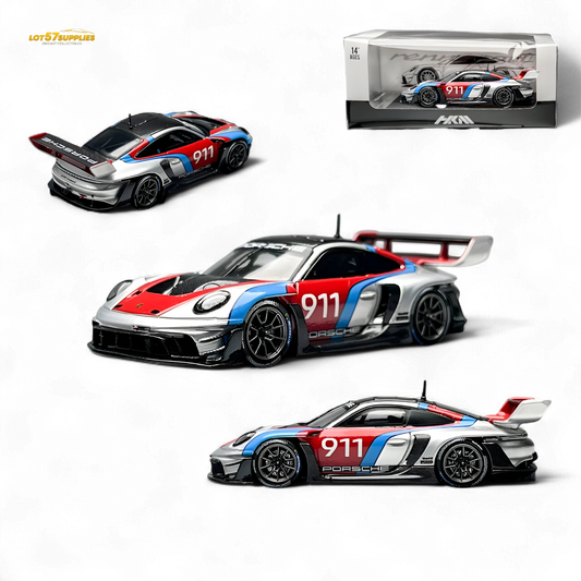 HKM Model Porsche 911 (992) GT3 R Rennsport Silver #911 1:64
