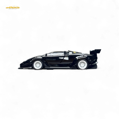TPC Lamborghini Countach LBWK Black White Wheels Malaysia Exclusive Openable - 1:64