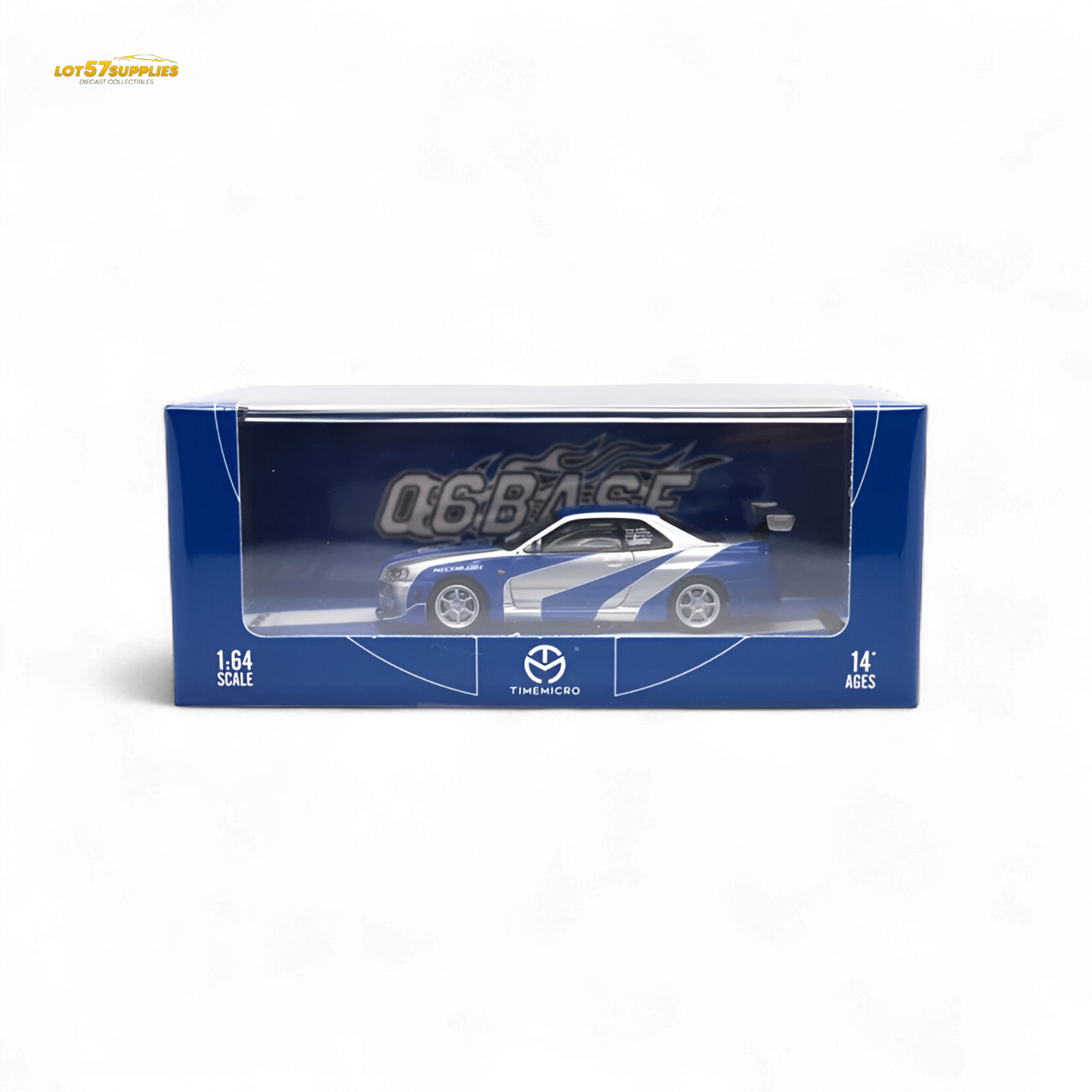 TimeMicro SKYLINE GT-R R34 - Blue Silver Ordinary 1:64