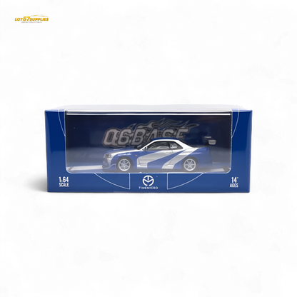 TimeMicro SKYLINE GT-R R34 - Blue Silver Ordinary 1:64