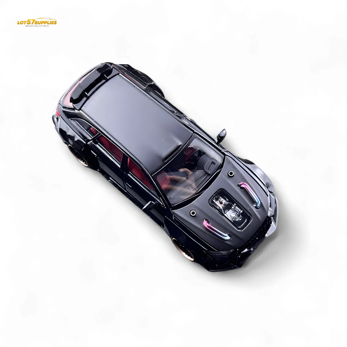 DCM Modified Audi RS6 Wagon Metallic Black - Engine & Openable Hood 1:64