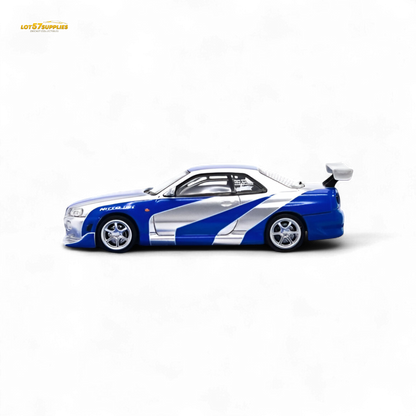 TimeMicro SKYLINE GT-R R34 - Blue Silver Ordinary 1:64
