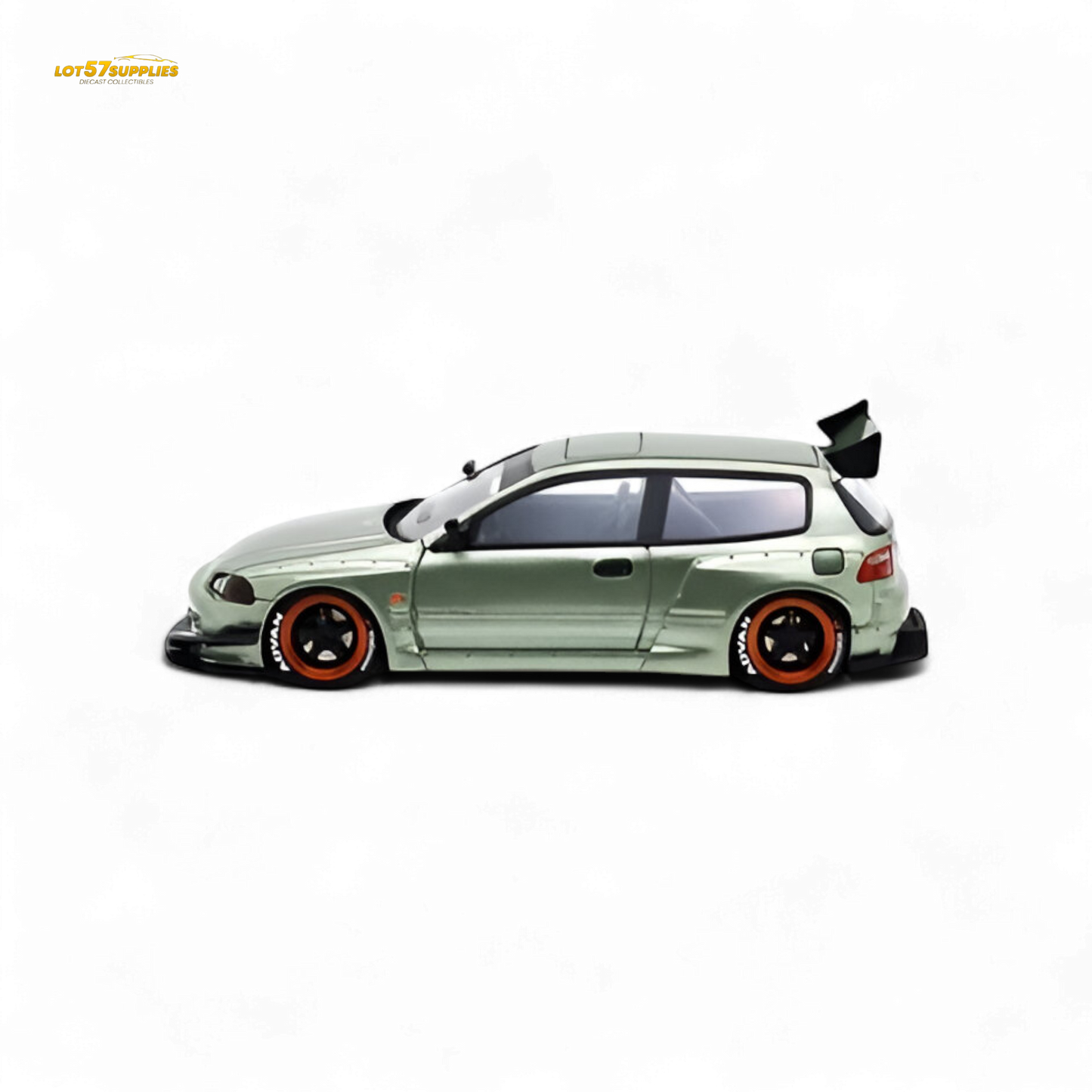 YM Model Honda Civic Pandem EG4 K20 Modified Bronze Green 1:64 Limited to 399 PCS