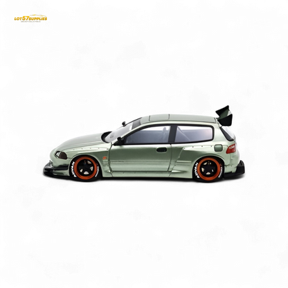 YM Model Honda Civic Pandem EG4 K20 Modified Bronze Green 1:64 Limited to 399 PCS