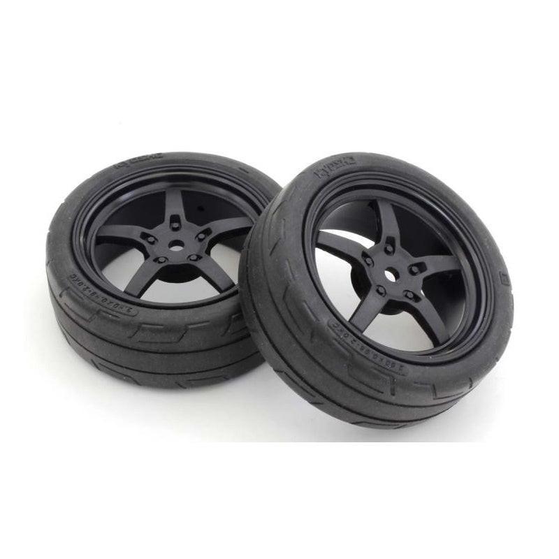 Kyosho FATH705BKM Glued TC Tire (M/5-Spoke Racing Wheel/Black)(FZ02)(2pcs)