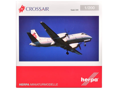 Saab 340 Commercial Aircraft "Crossair" (HB-AKN) White with Tail Graphics 1/200 Diecast Model Airplane by Herpa  free shipping USA