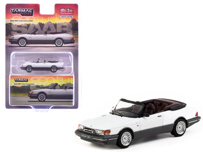 Saab 900 Turbo Convertible White and Gray "Global64" Series 1/64 Diecast Model by Tarmac Works  free shipping USA