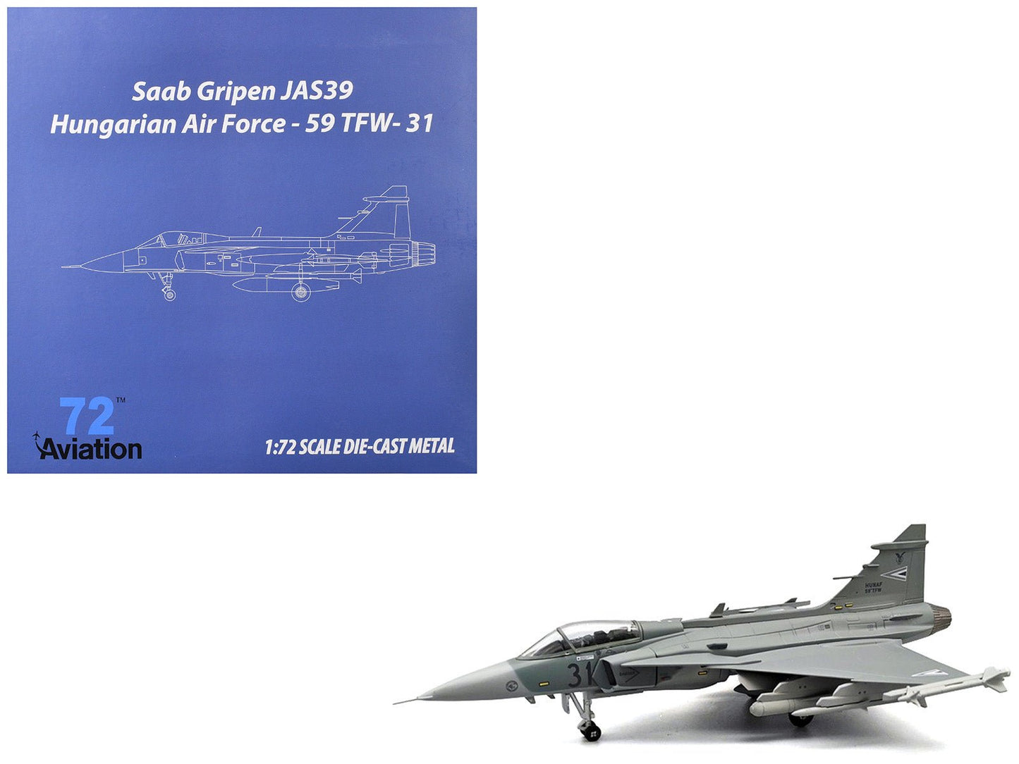 Saab JAS 39C Gripen Fighter Aircraft "59th Tactical Wing" (2023) Hungarian Air Force 1/72 Diecast Model Airplane by Aviation 72  free shipping USA