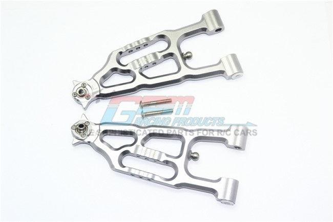 GPM ALUMINUM FRONT LOWER SUSPENSION ARM LOSI 1/6 SUPER BAJA REY 4X4 GUN SILVER