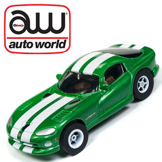 Auto World XTraction 1996 Dodge Viper GTS Green Ho Slot Car SC332 for AFX