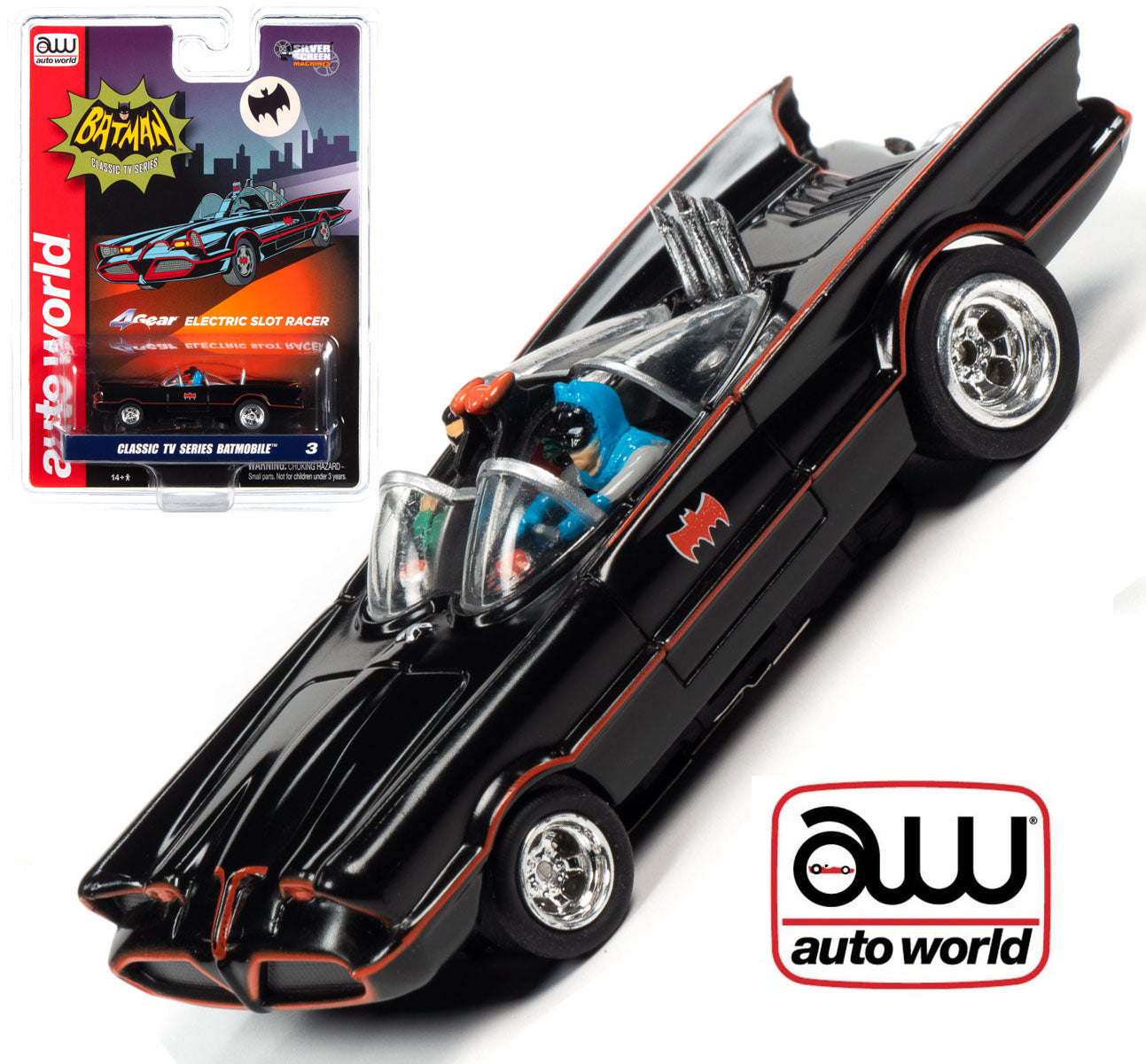 Auto World Batman Batmobile Classic TV Series SC358 4Gear HO Scale Slot Car