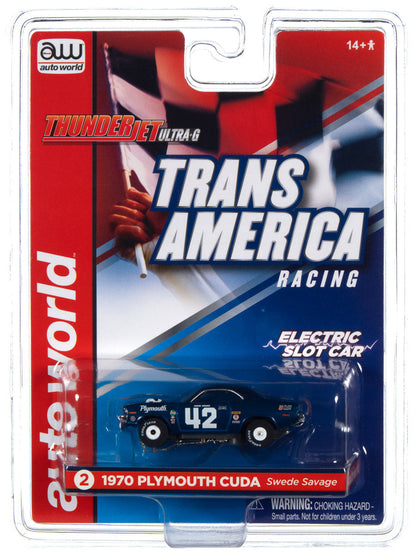 Auto World Thunderjet R32 Swede Savage 1970 AAR Plymouth Barracuda HO Slot Car