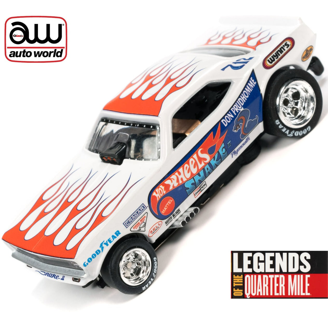 Auto World 4Gear Hot Wheels Don The Snake Prudhomme Plymouth Cuda Funny HO Slot Car