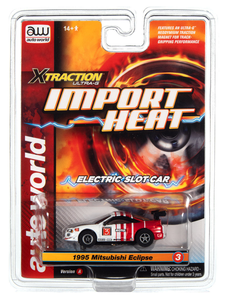Auto World Mitsubishi Eclipse White Xtraction Import Heat for AFX HO Scale Slot Car SC378