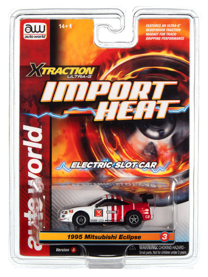 Auto World Mitsubishi Eclipse White Xtraction Import Heat for AFX HO Scale Slot Car SC378