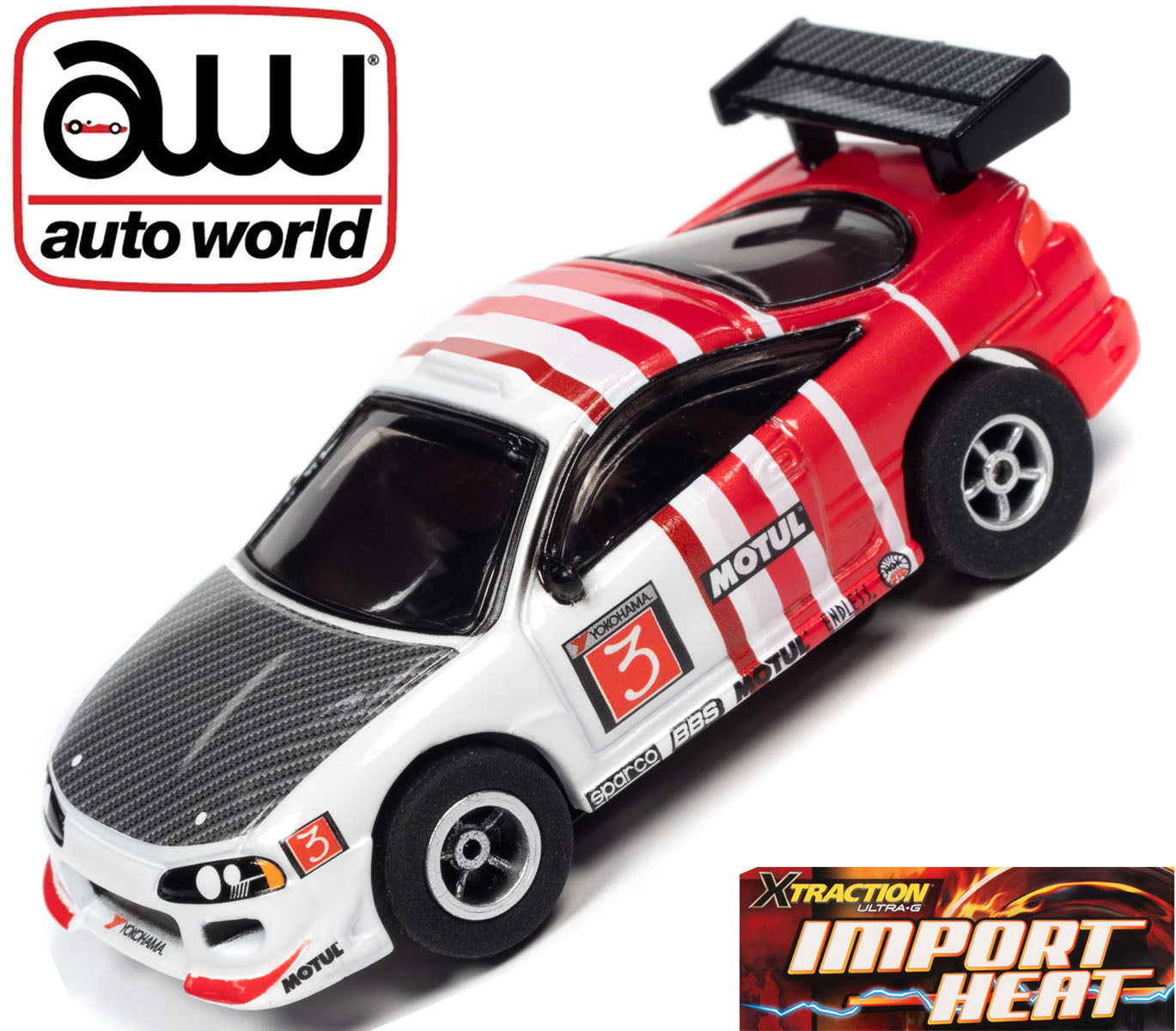 Auto World Mitsubishi Eclipse White Xtraction Import Heat for AFX HO Scale Slot Car SC378