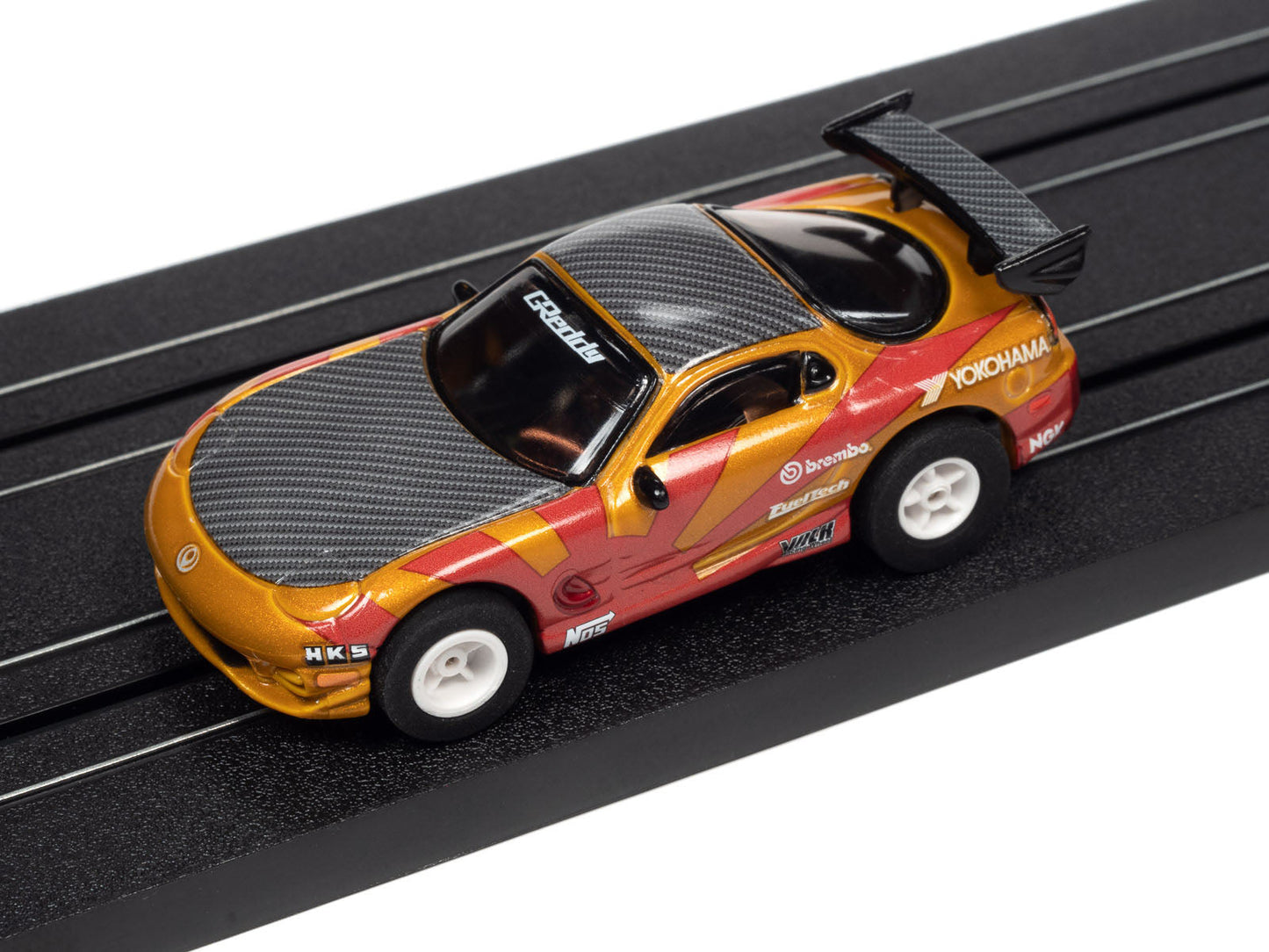 Auto World 1995 Mazda RX7 Gold Xtraction Import Heat for AFX HO Scale Slot Car SC378