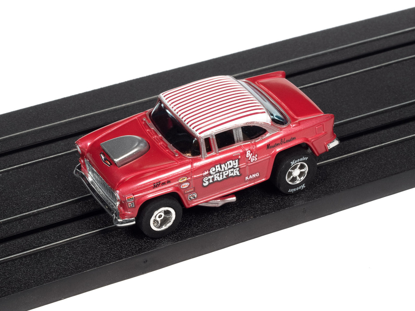 Auto World 1955 Chevy Bel Air Gasser Candy Striper Tribute HO Slot Car SC382