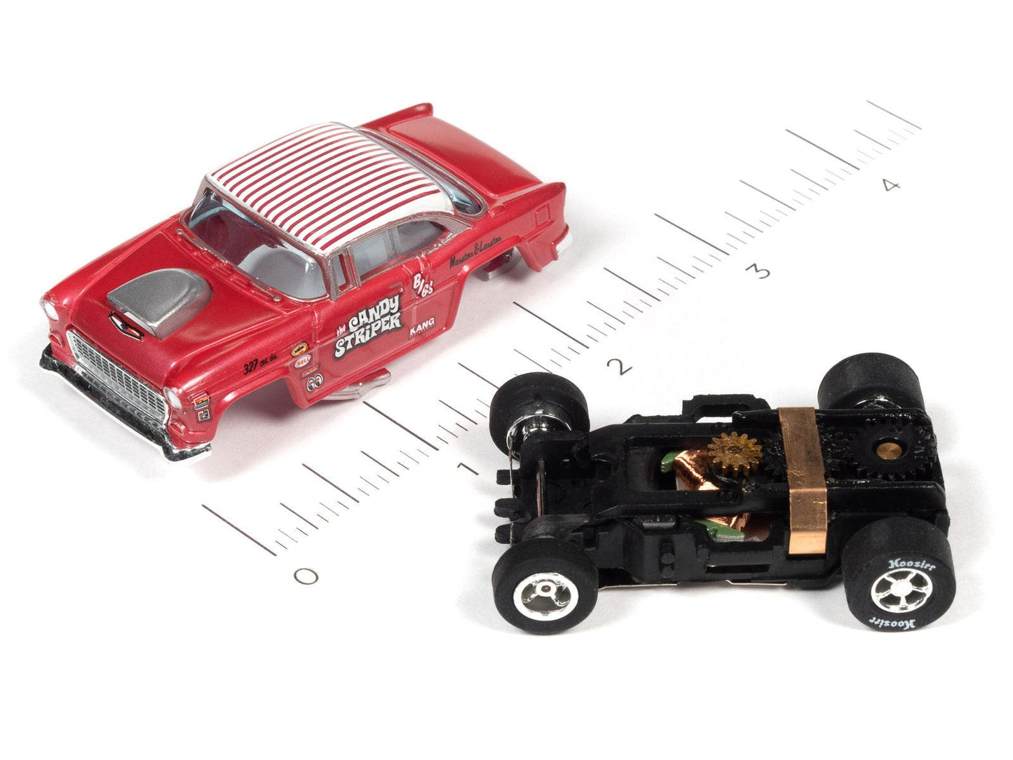 Auto World 1955 Chevy Bel Air Gasser Candy Striper Tribute HO Slot Car SC382
