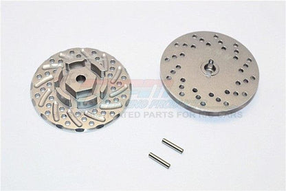GPM ALUMINUM FRONT/REAR WHEEL HEX CLAW +3MM BRAKE DISK AXIAL SCX10 II GUN SILVER