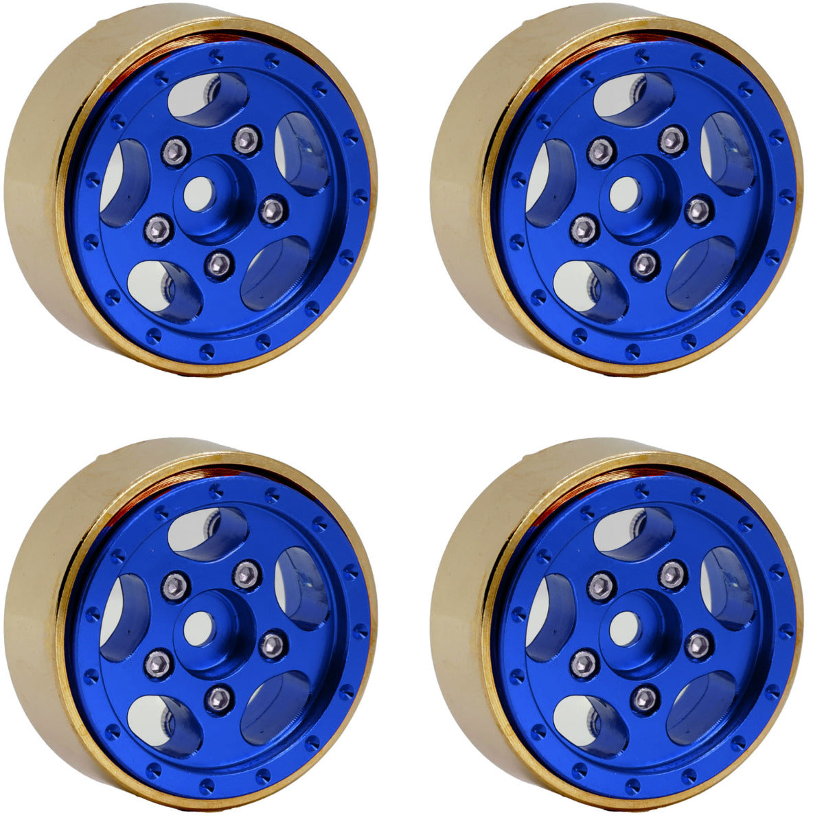 Powerhobby Z3 1.0" Aluminum Brass Ring Beadlock Crawler Wheels 1/24 SCX24 RED