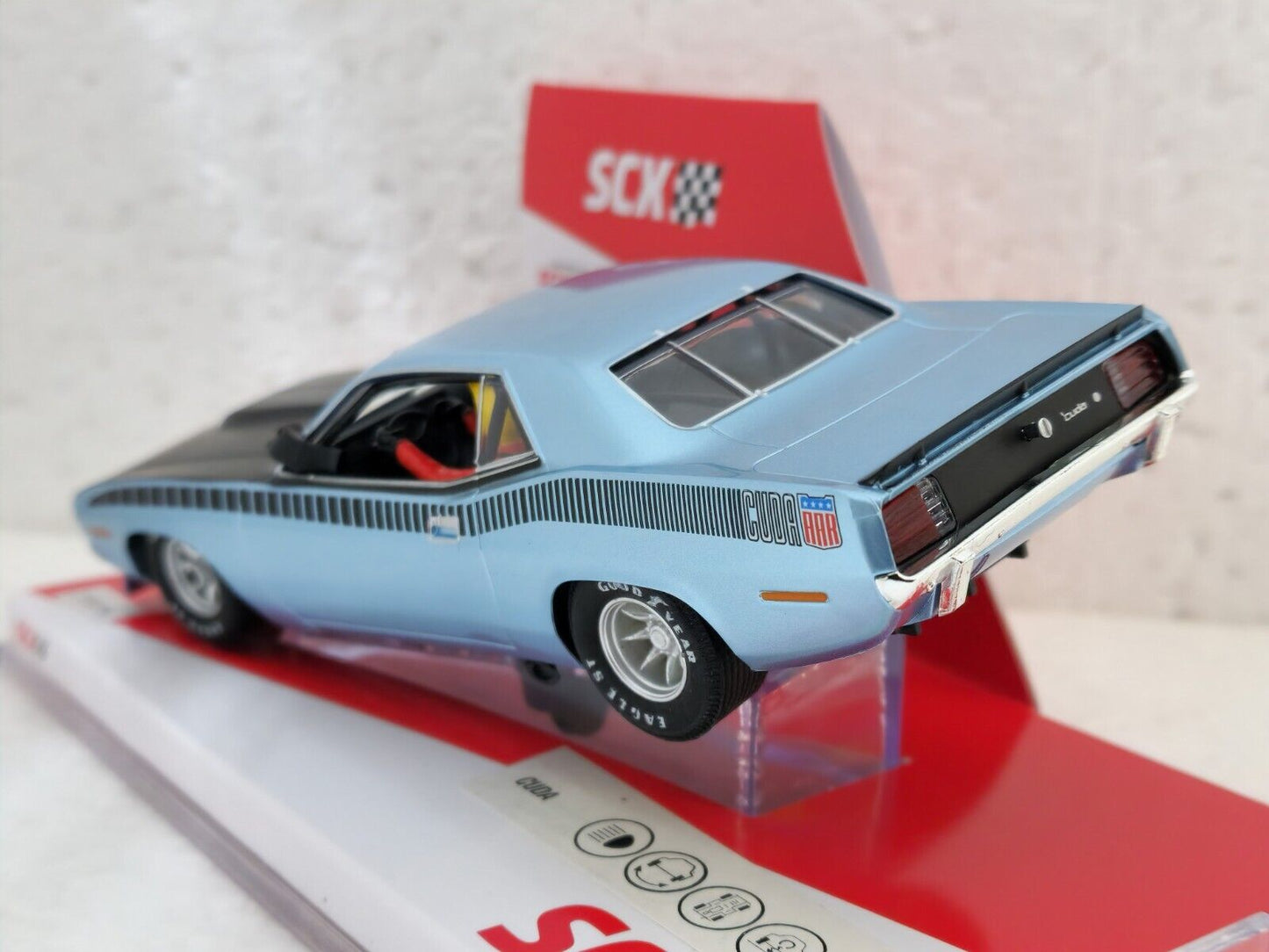 SCX Plymouth Cuda Trans Am Blue 1970 Limited Edition for Scalextric Slot Car 1/32