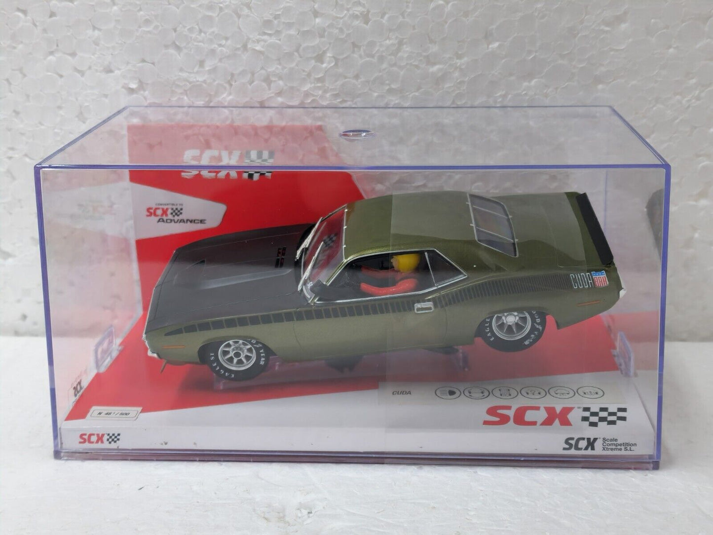 SCX Plymouth Cuda Trans Am Green 1970 Limited Edition for Scalextric Slot Car 1/32