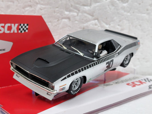 SCX AAR Plymouth Cuda Trans Am Silver for Scalextric Slot Car 1/32
