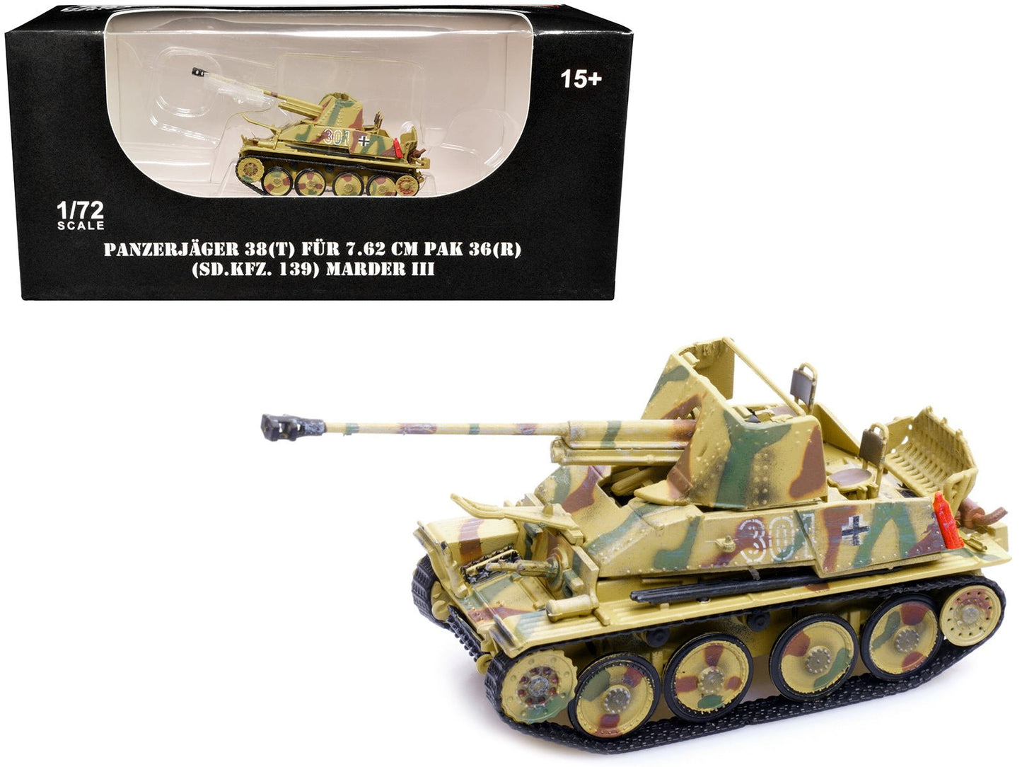 Sd.Kfz.139 Panzerjager 38(t) Fur 7.62cm PaK 36(R) Marder III Tank Destroyer #301 "Germany - World War II" 1/72 Diecast Model by Legion  free shipping USA