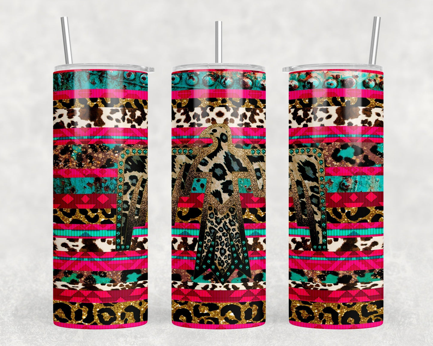 Serape Thunderbird - 20 oz Steel Skinny Tumbler - Optional Blue Tooth Speaker - Speaker Color will Vary by Rowdy Ridge Co