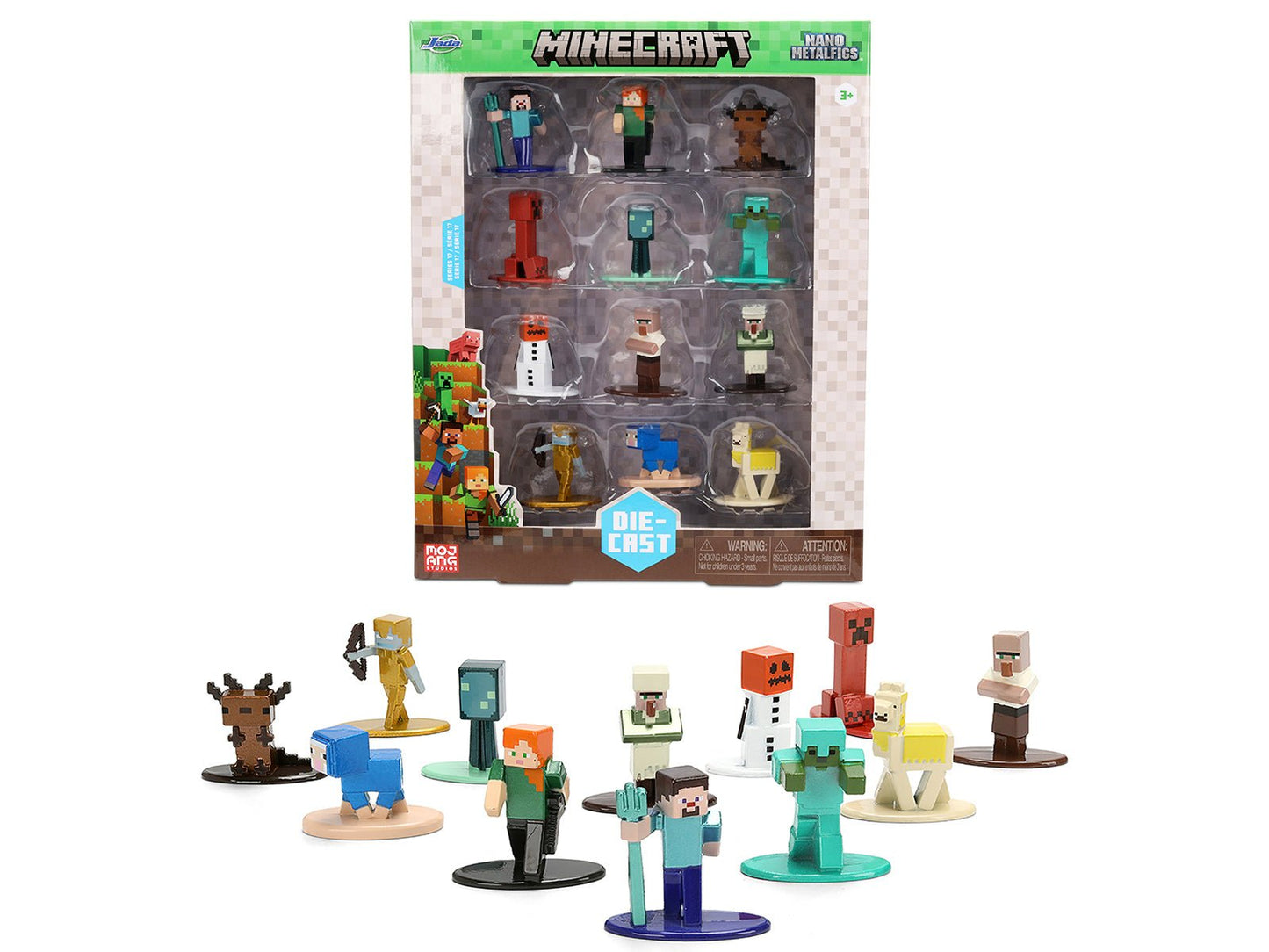 Set of 12 Diecast Figures "Minecraft" Video Game "Nano Metalfigs" Series Diecast Models by Jada  free shipping USA