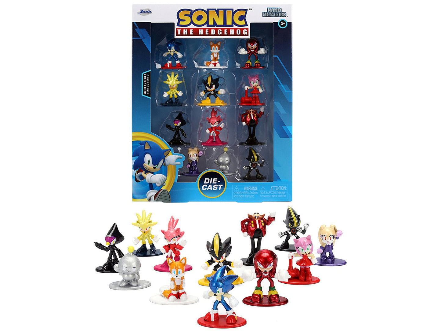 Set of 12 Diecast Figures "Sonic The Hedgehog" Video Games "Nano Metalfigs" Series Diecast Models by Jada  free shipping USA