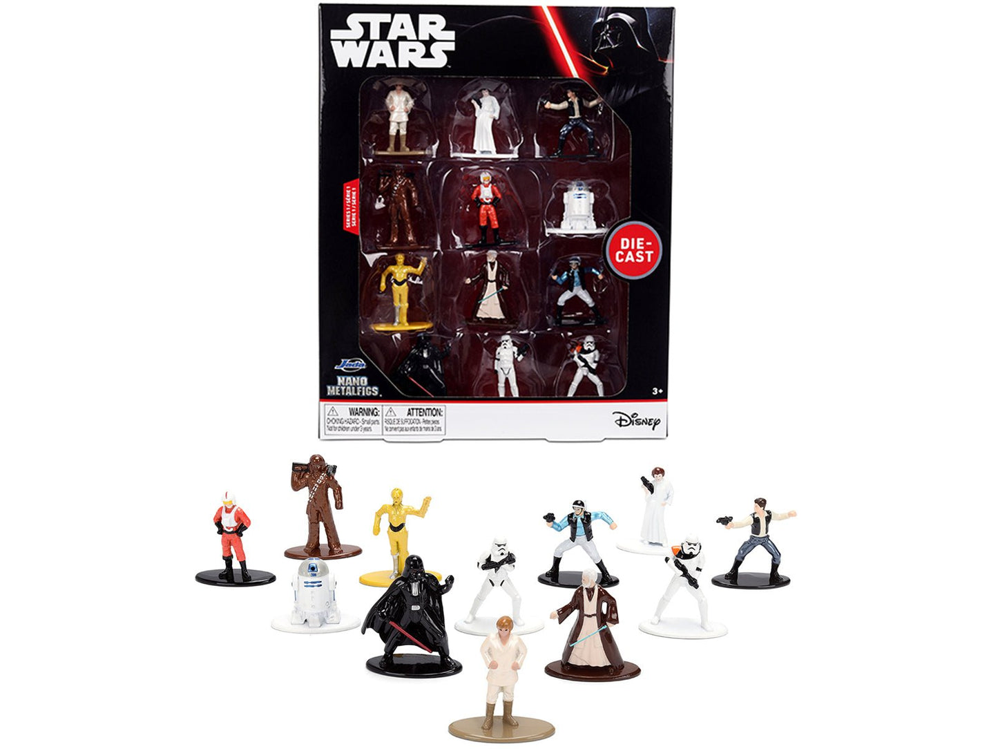 Set of 12 Diecast Figures "Star Wars" Movie Franchise "Nano Metalfigs" Series Diecast Models by Jada  free shipping USA