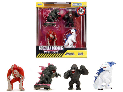 Set of 4 Diecast Figures "Godzilla x Kong: The New Empire" (2024) Movie "Metalfigs" Series Diecast Models by Jada  free shipping USA