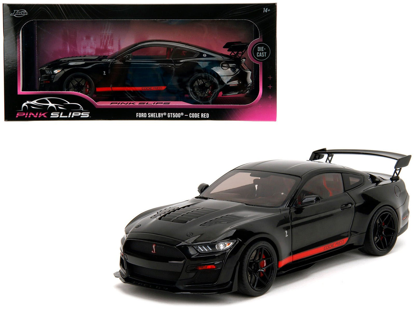 Shelby GT500 "Code Red" Black with Red Stripes "Pink Slips" Series 1/18 Diecast Model Car by Jada  free shipping USA