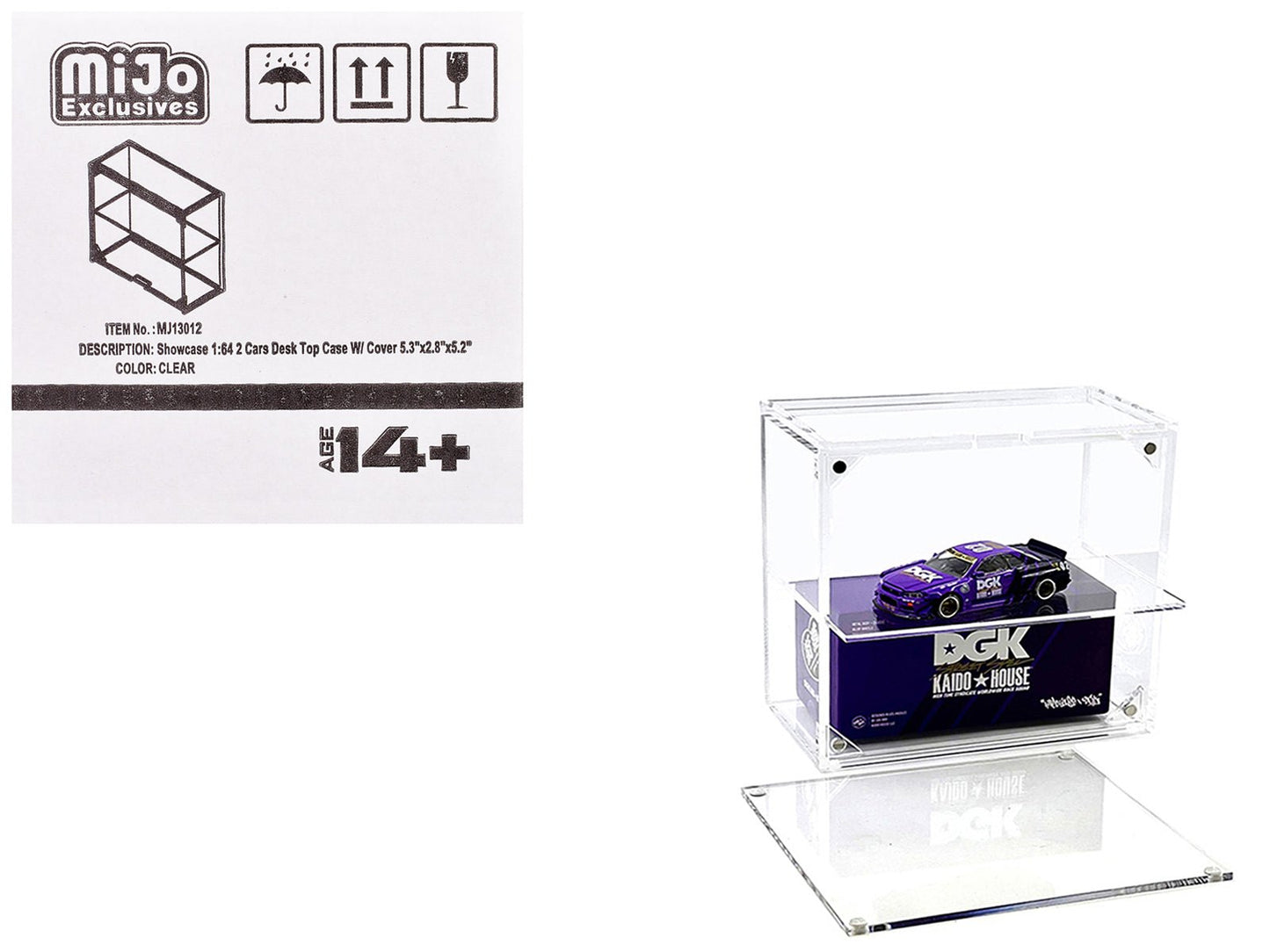Showcase 2 Cars Desk Top Display Case with Cover "Mijo Exclusives" for 1/64 Scale Models  free shipping USA
