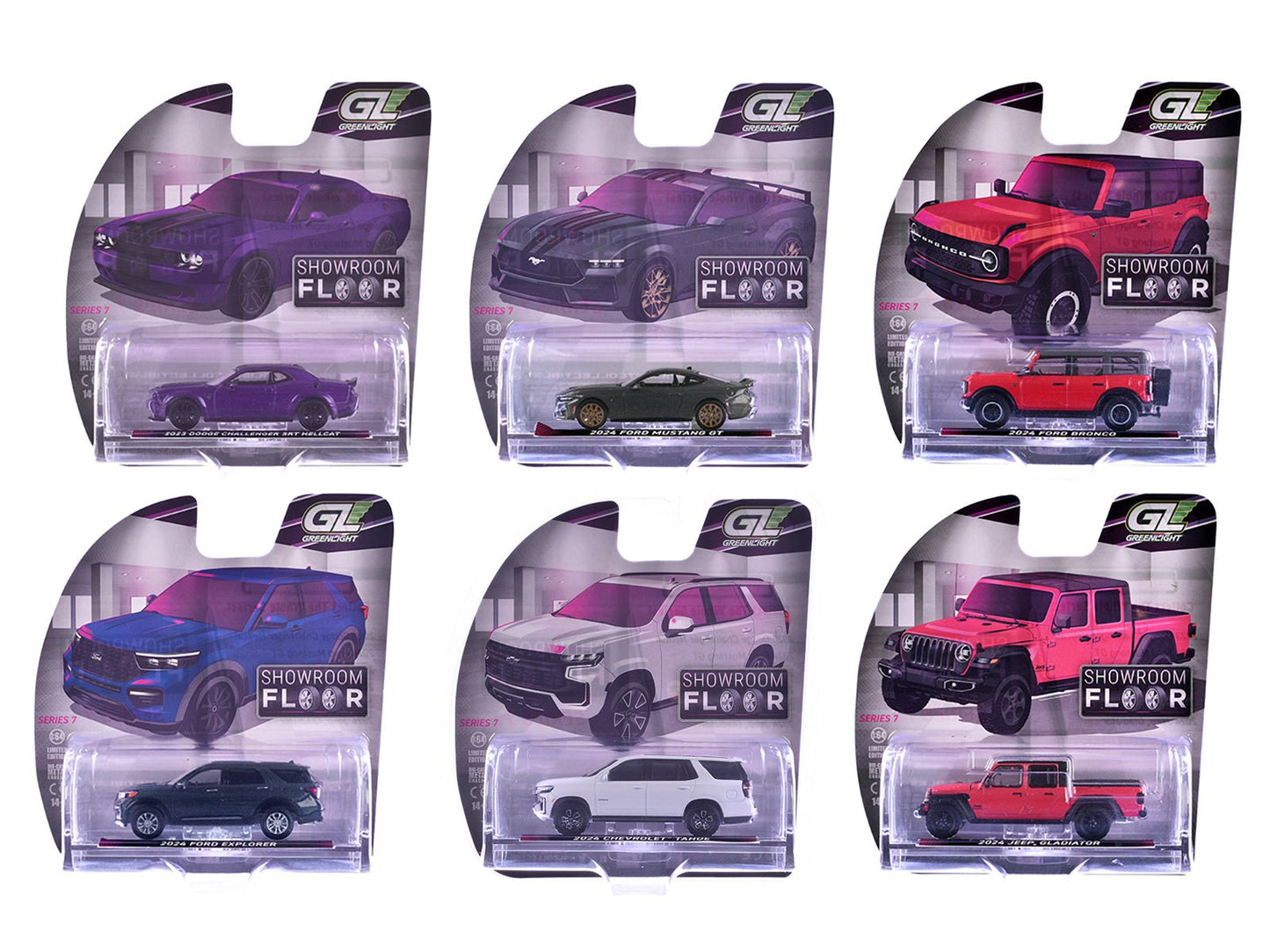"Showroom Floor" Series 7 Set of 6 Cars 1/64 Diecast Model Cars by Greenlight  free shipping USA
