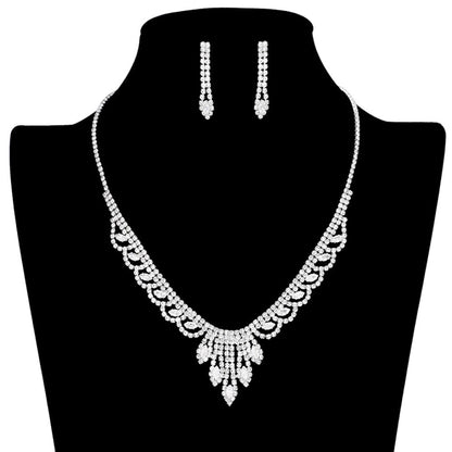 CZ Marquise Stone Accented Necklace Earring Set by Madeline Love