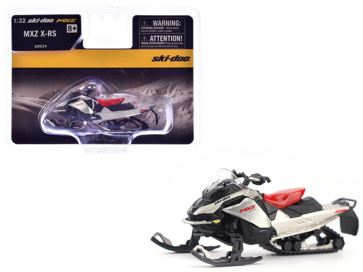 Ski-Doo MXZ X-RS Snowmobile Spartan Red and Gray Metallic 1/32 Diecast Model by BRP Models  free shipping USA
