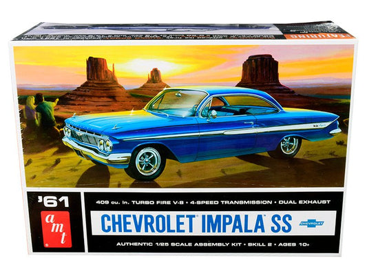 Skill 2 Model Kit 1961 Chevrolet Impala SS 1/25 Scale Model by AMT  free shipping USA